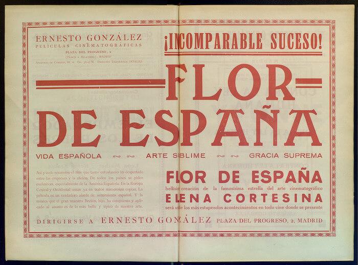 affiche du seul film produit et réalisé par Helena Cortesina, Flor de Espana
