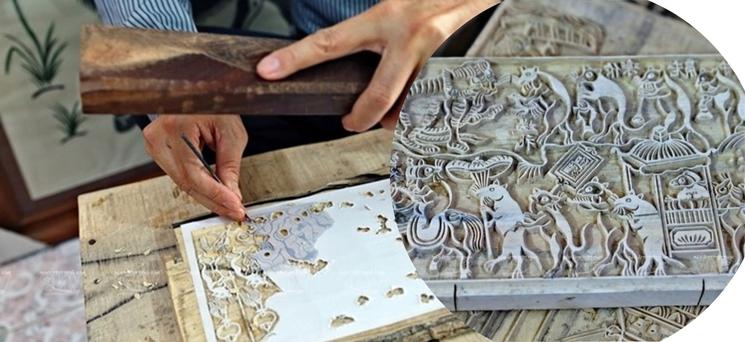 Craft of making Đông Hồ Folk woodblock printings.