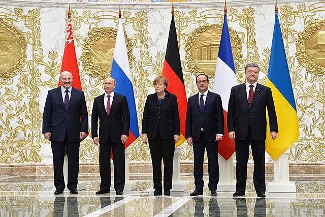 Dirigeants de la Biélorussie, de la Russie, de l'Allemagne, de la France et de l'Ukraine le 11 et 12 février 2015 à Minsk