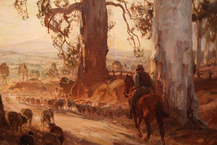 Droving into the light by Hans Heysen