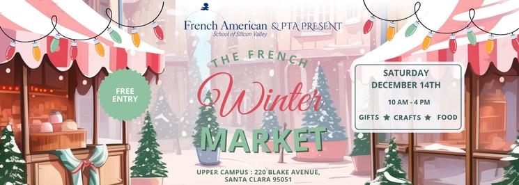 Affiche du marché de Noël à l'école franco américaine de la Silicon Valley à Santa Clara