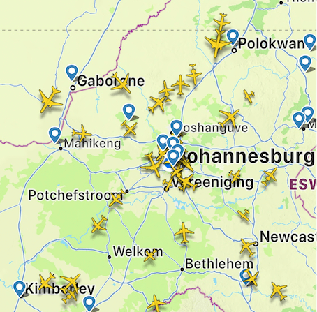 L'aéroport de Johannesburg.