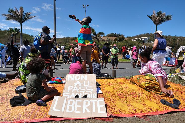 Manifestation contre l'obligation vaccinale à Nouméa en Nouvelle-Calédonie