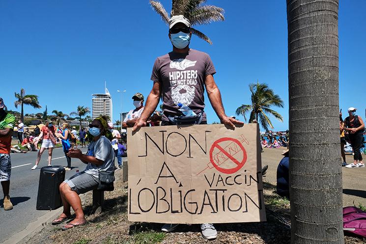 Manifestation contre l'obligation vaccinale à Nouméa en Nouvelle-Calédonie