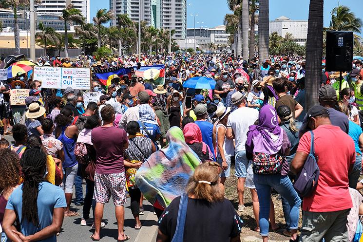 Manifestation contre l'obligation vaccinale à Nouméa en Nouvelle-Calédonie