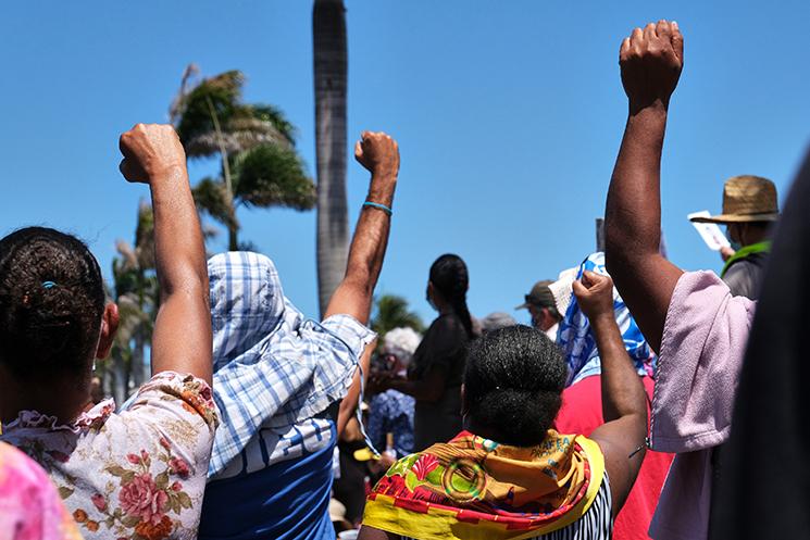 Manifestation contre l'obligation vaccinale à Nouméa en Nouvelle-Calédonie