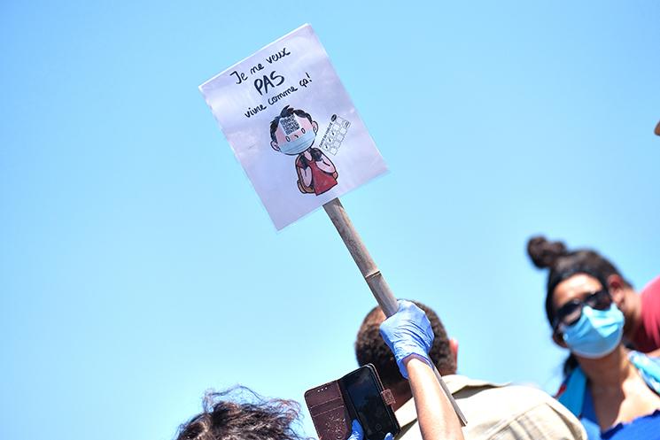 Manifestation contre l'obligation vaccinale à Nouméa en Nouvelle-Calédonie
