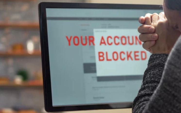 Écran compte bancaire bloqué