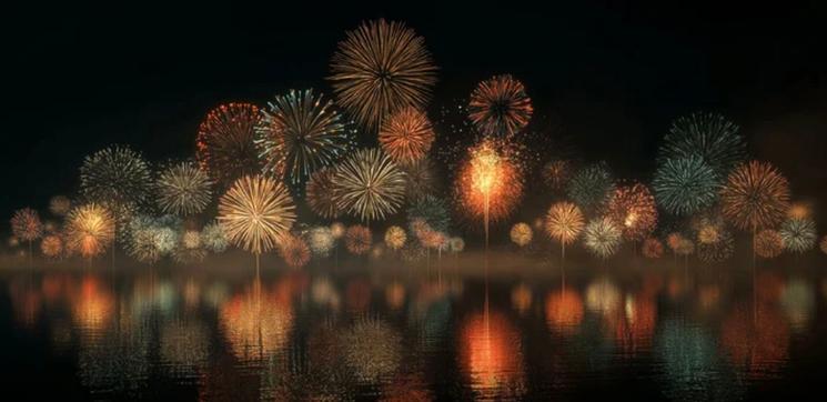Feu d’artifice au bord de l’eau