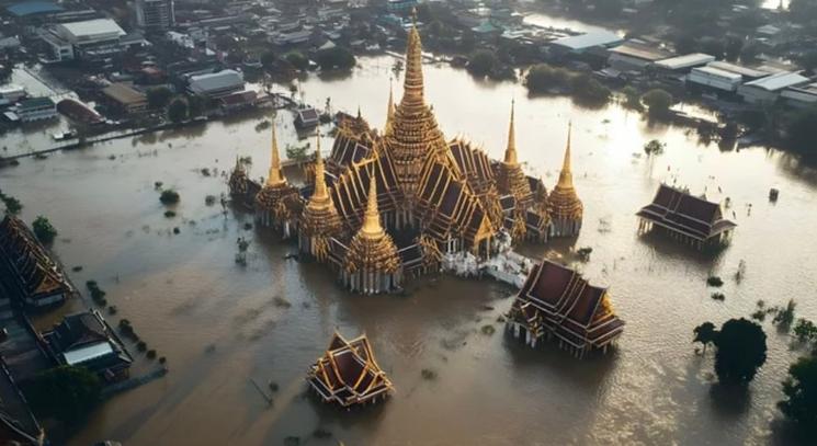 Temple inondé Thaïlande