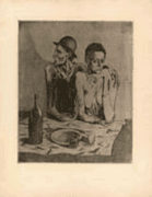 Pablo Ruiz Picasso. La comida frugal, 1904 Aguafuerte, 61,3 x 37,7 cm Museo Casa Natal Picasso, Málaga