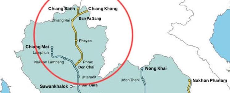 Tracé Nouvelle ligne ferroviaire Thaïlande Nord