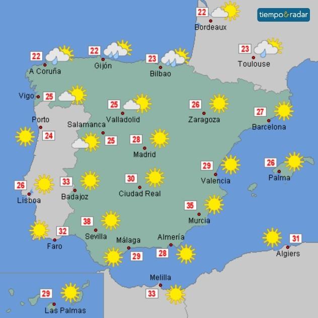 Températures Andalousie soleil