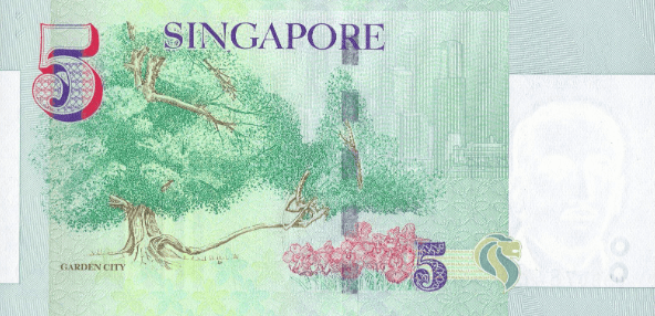 Il orne aussi les billets de 5sgd