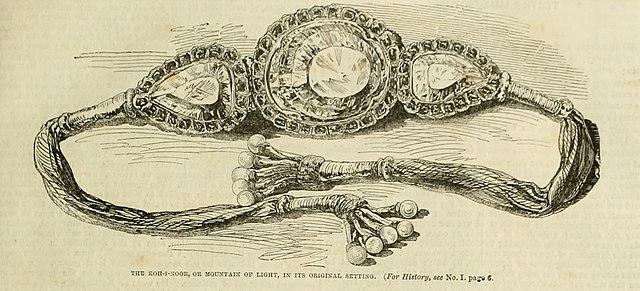 Le Koh-i-noor dans son montage originel en bracelet