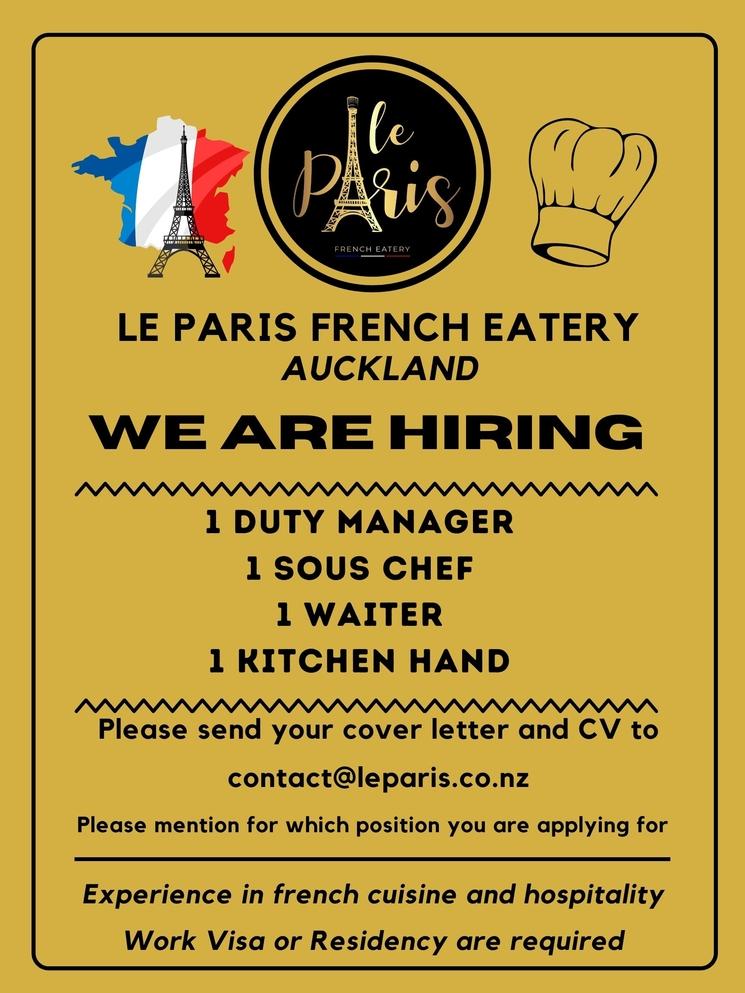 Le Paris French Eatery recrute