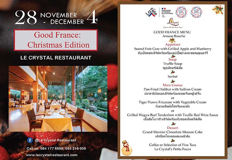 Menu du restaurant Le Crystal pour l'operation Gout de France