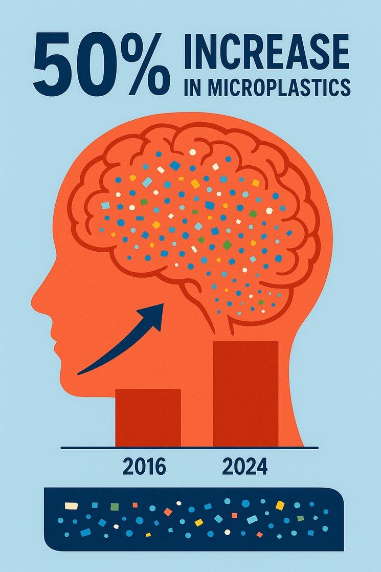 Affiche des différences de dommages sur le cerveau par les microplastoques entre 2016 et 2024