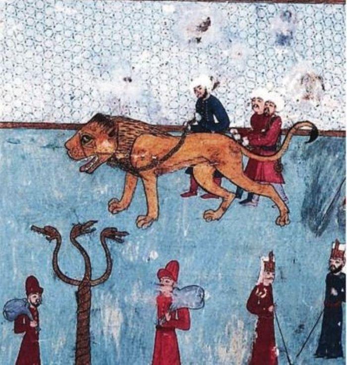 Miniature avec un lion