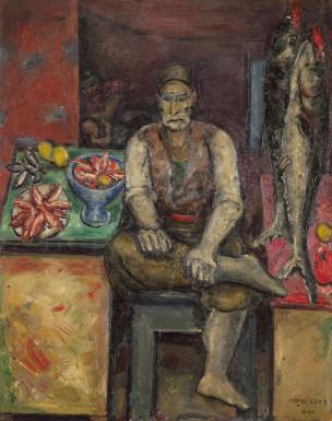 Moses Levy, Marchand de poissons tunisien, huile sur toile, 1944 © Collection particulière, Adagp, Paris, 2022