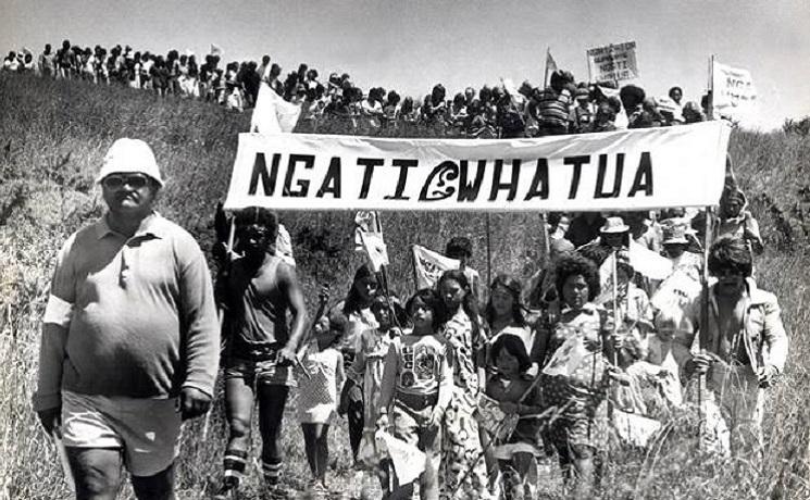 Photo : NZ Herald archive - Ngāti Whātua protesters, Bastion Point, March 1977