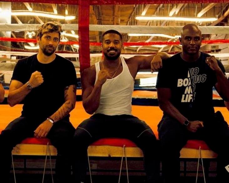 Nicolas Bosc et Michael B Jordan sur le tournage de Creed 3