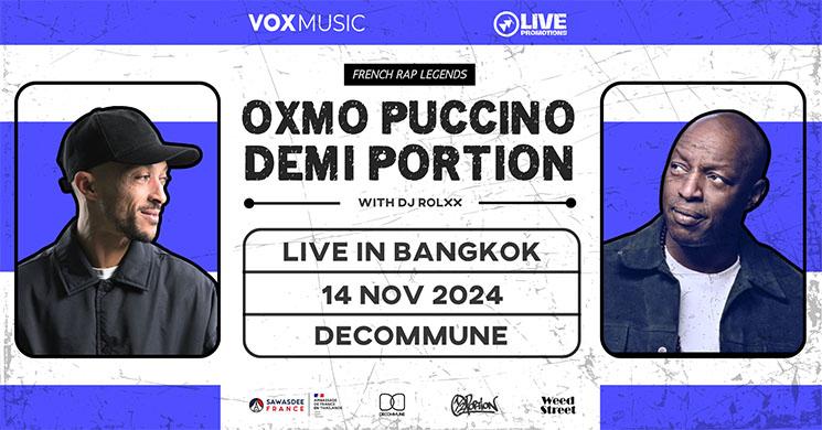 Affiche du concert d'Oxmo et Demi Portion a Bangkok 2024