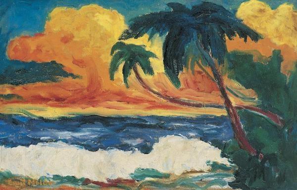 Emil Nolde paysage de palmiers et mer exposé au SMK