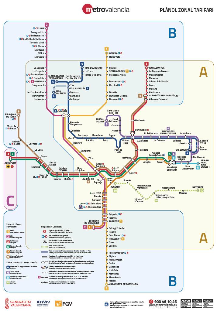 Le plan du metro de valencia