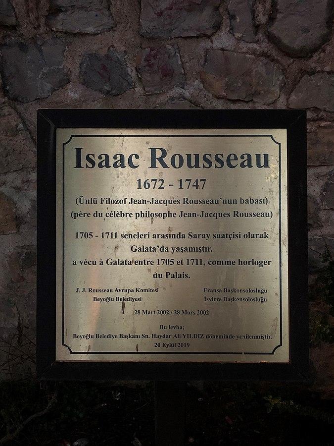 Plaque commémorative d'Isaac Rousseau à Galata