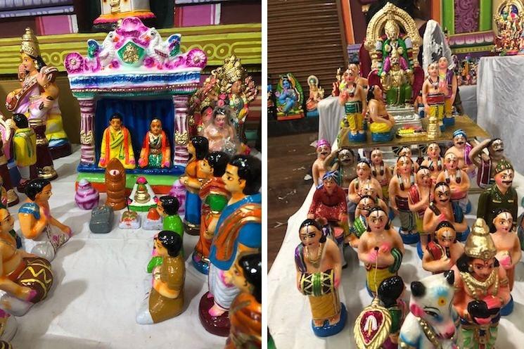Des scènes au temple hindou en miniatures Golu
