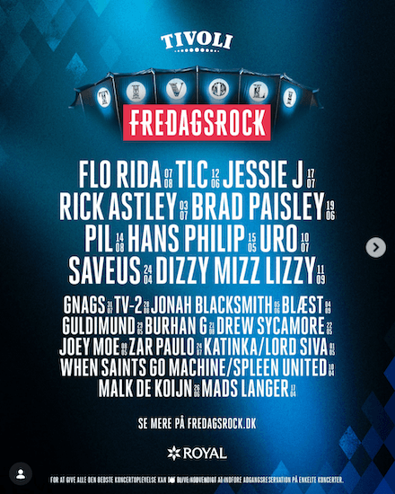 Programme Fredagsrock Tivoli 2026