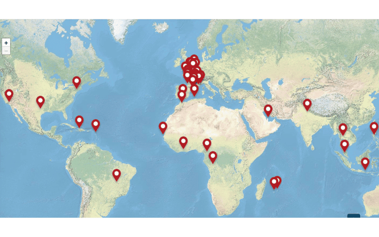 Carte des implantations internationales de Project Rescue Ocean en 2026