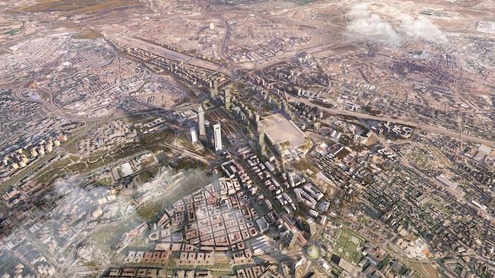 recréation aérienne de ce que sera Madrid Nuevo Norte