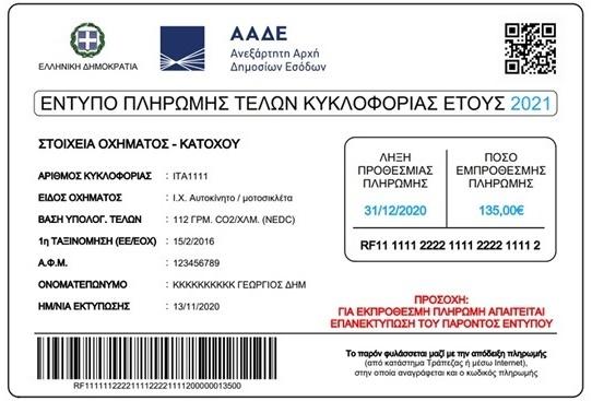 taxe de circulation grece 2021