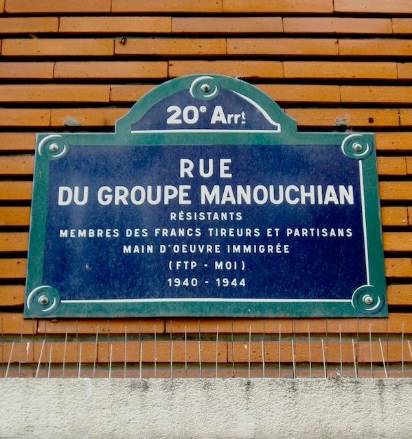 plaque de rue pour Manouchian et son groupe