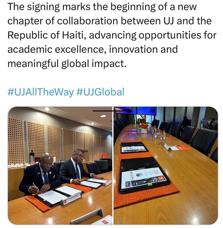 Signature Partenariat Haïti et Université de Johannesburg