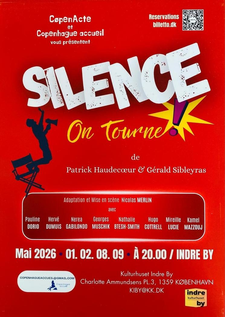 Affiche de la pièce de théâtre "Silence, on tourne !" à Copenhague