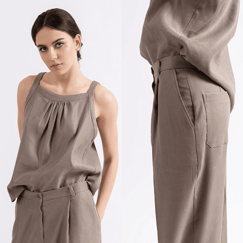 top Ambra et pantalon marron marque Les parigotes