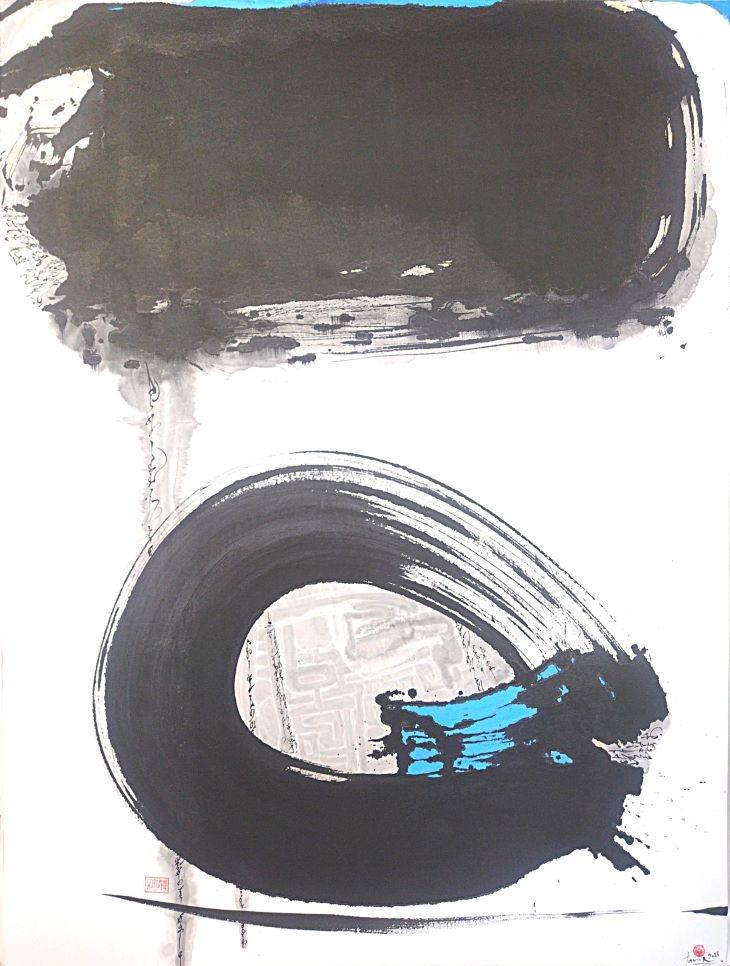 Tamir_Transmigration series_ A drop of Water Makes the Ocean_Chinese ink on Rice paper