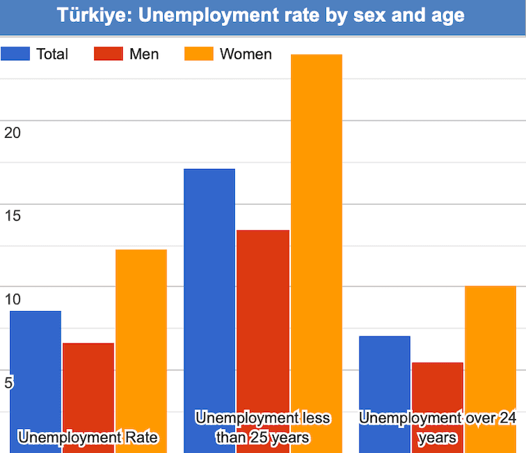 Taux de chômage Türkiye âge 2024