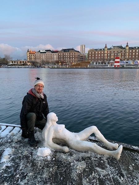 Thomas Talvard et sculpture en glace