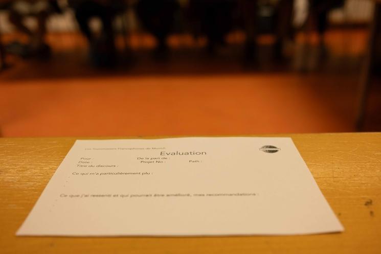 Feuille d'évaluation des Toastmasters francophones munich