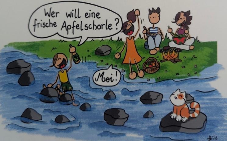 La famille Fröhlich organise un barbecue au bord de la rivière © Aurely Guetz - BERNEST