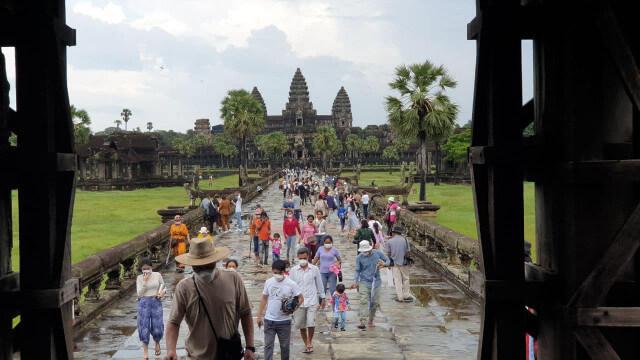 Tourists are seen visiting Angkor Wat Temple during Pchum Ben holiday Ministry of Tourism