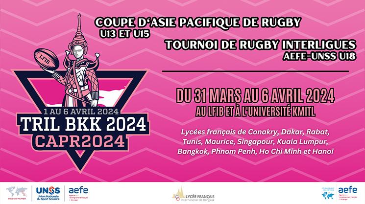 Affiche des tournois de rugby interscolaires des lycees francais en Asie et en Afrique