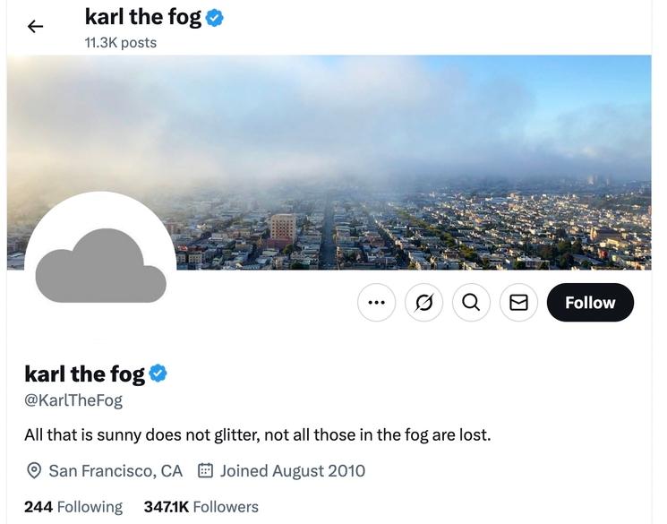 Compte X anciennement Twitter de Karl The Fog