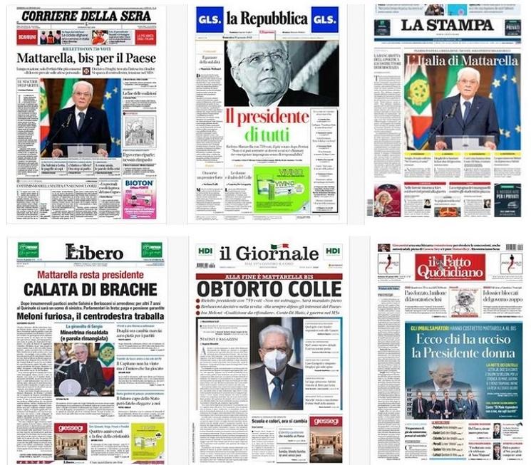 Une de journaux italiens