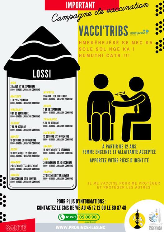 Calendrier de la vaccination contre la COVID-19 en tribu en Nouvelle-Calédonie