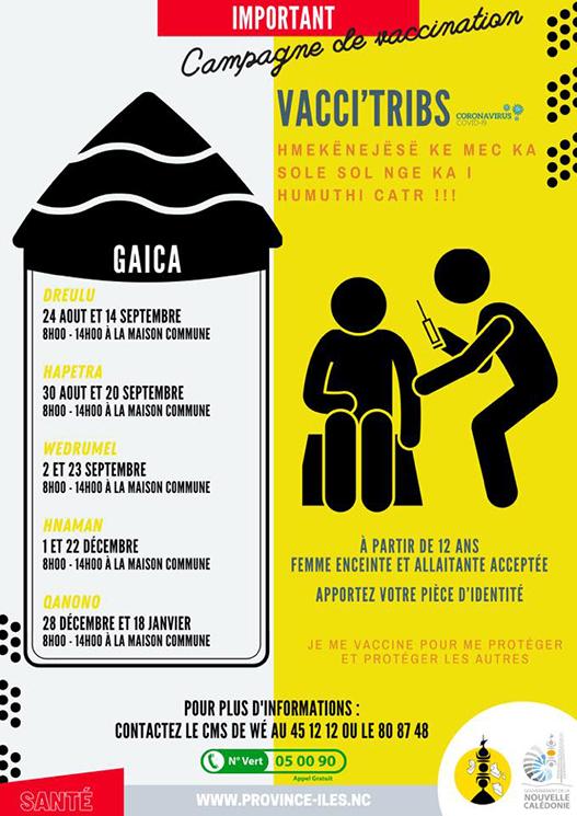 Calendrier de la vaccination contre la COVID-19 en tribu en Nouvelle-Calédonie